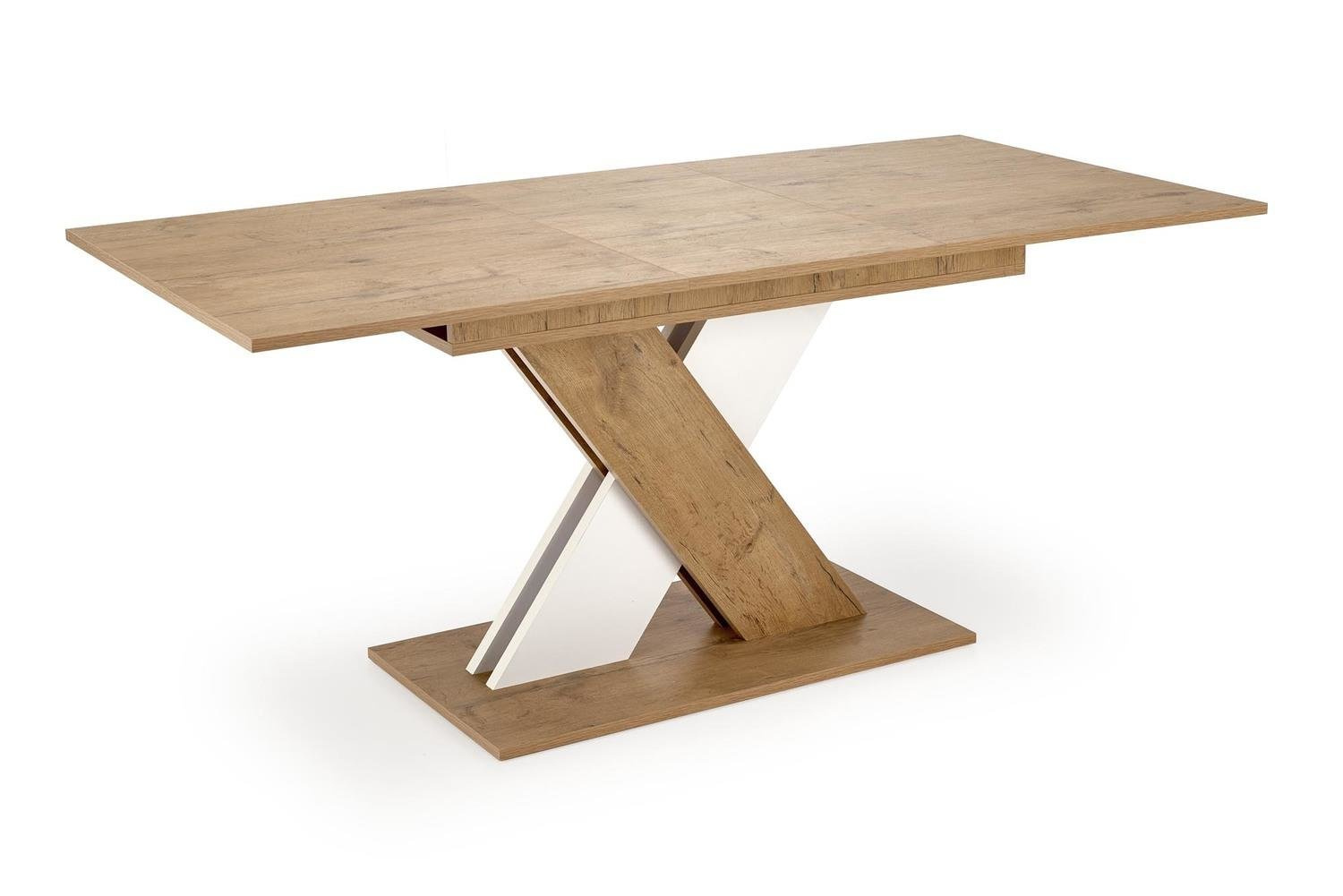 Stół rozkładany do jadalni Terol nowoczesny dąb lancelot biały blat 130–175x85 cm Intesi