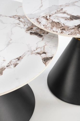 Stolik kawowy Javin M okrągły biały marmur 80 cm nowoczesny glamour do salonu Intesi