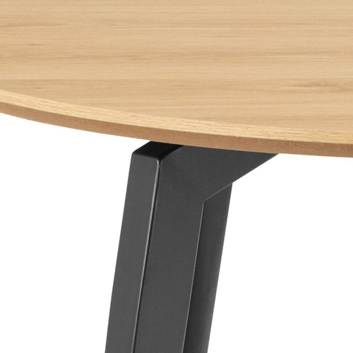 Stół okrągły do jadalni Cadiz 120 cm naturalny dąb na czarnych nogach nowoczesny Actona