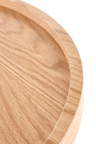 Okrągły stolik kawowy Florence 80 cm skandynawski dębowy z półką do salonu Intesi