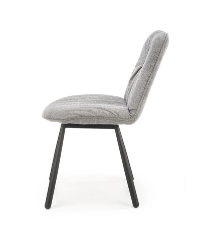Krzesło tapicerowane Danis szare do jadalni nowoczesne na czarnych nogach Intesi