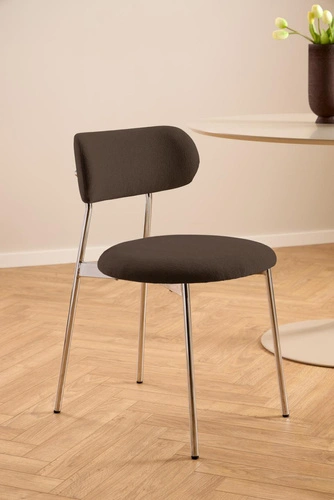 Krzesło Lyric Actona brązowe chromowane tapicerowane do jadalni