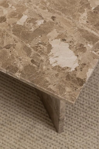 Stolik kawowy marmurowy Vega prostokątny beżowy nowoczesny do salonu Actona 140x70 cm