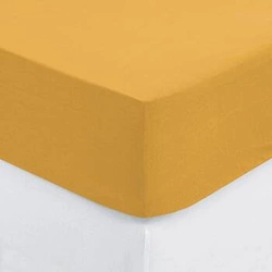 Prześcieradło z gumką 160 x 200 cm z zakładką 30 cm bawełna ochra
