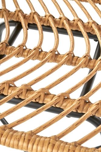 Hoker rattanowy z oparciem Surabaya Intesi naturalny czarny do kuchni wyspy 76 cm nowoczesny