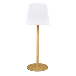 Lampa stołowa ładowana z efektem drewna