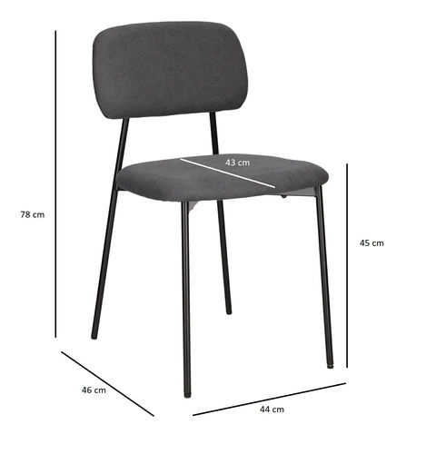 Zestaw 4 krzeseł Esther szare ciemne