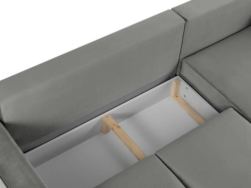 Narożnik z funkcją spania Cartadera Light Grey Velvet Prawostronna kolor nóg złoty