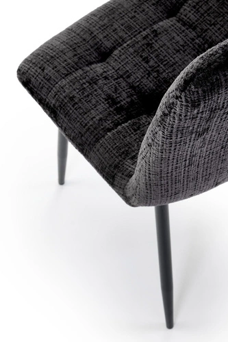 Krzesło tapicerowane Pilew czarne do jadalni i salonu nowoczesne pikowane na metalowych nogach