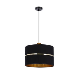 Lampa wisząca Assam czarny+złoty 1x60W  E27 abażur czarny+złoty pasek