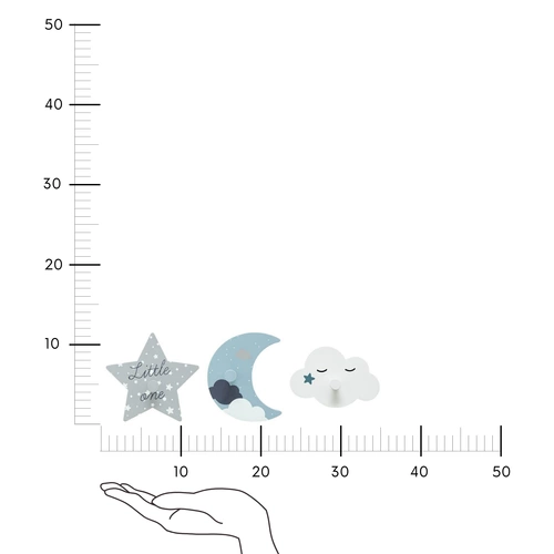 Zestaw niebieskich wieszaków ściennych Sky Atmosphera do pokoju dziecięcego MDF