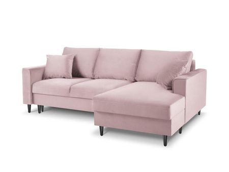 Narożnik z funkcją spania Cartadera Lavender Velvet Prawostronna kolor nóg czarny