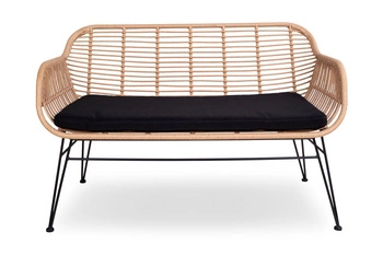 Sofa dwuosobowa Trieste z podłokietnikami polirattan naturalny nowoczesna do salonu Intesi