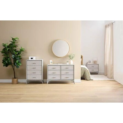 Komoda Granite szara z 4 szufladami na nóżkach nowoczesna do salonu i sypialni 64 cm 5five