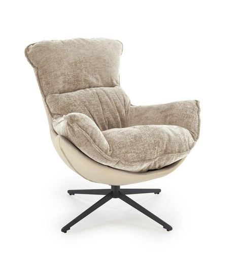 Fotel wypoczynkowy Margalida beżowy skandynawski do salonu z tkaniny HAGA elegancki