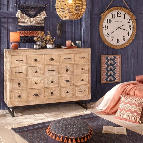 Lampka nocna ceramiczna Timeo terrakota Atmosphera nowoczesna do sypialni z abażurem 25 cm