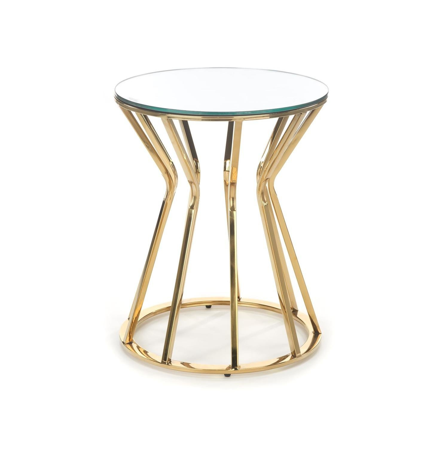 Okrągły stolik kawowy Finea S szklany złoty nowoczesny glamour do salonu 45 cm Intesi