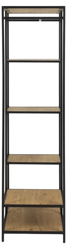 Regał metalowy Seaford dąb/czarny 77 cm industrialny na ubrania do garderoby i sypialni