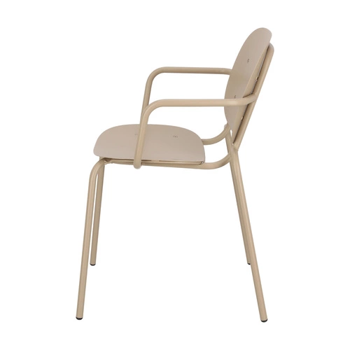 Krzesło metalowe Si-Si Arm SCAB Design beżowe z podłokietnikami do ogrodu i tarasu