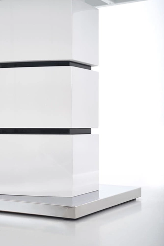Stół rozkładany do jadalni Benno biały glamour 160-200 cm nowoczesny MDF metal Intesi