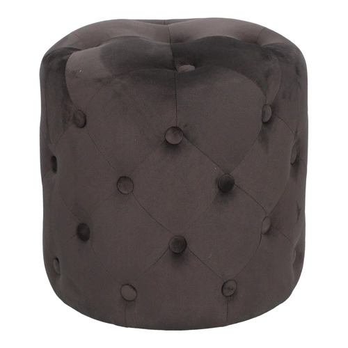 Pufa Adriana welurowa okrągła pikowana szara do salonu glamour 38 cm Atmosphera