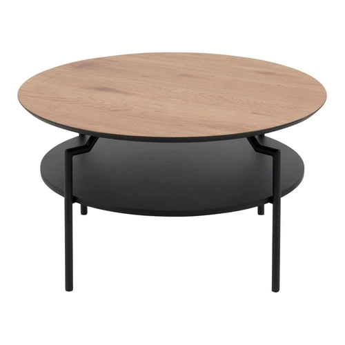 Stolik kawowy okrągły Goldington 80 cm nowoczesny z półką do salonu naturalny/czarny Actona
