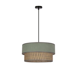 Lampa wisząca Livorno czarny 1x60W E27 abażur miętowy+szaro beżowy