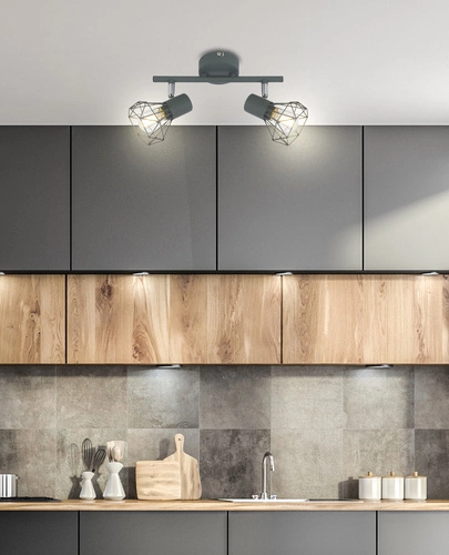 Nowoczesna lampa sufitowa Verve szara metalowa regulowana do salonu i kuchni 2-punktowa