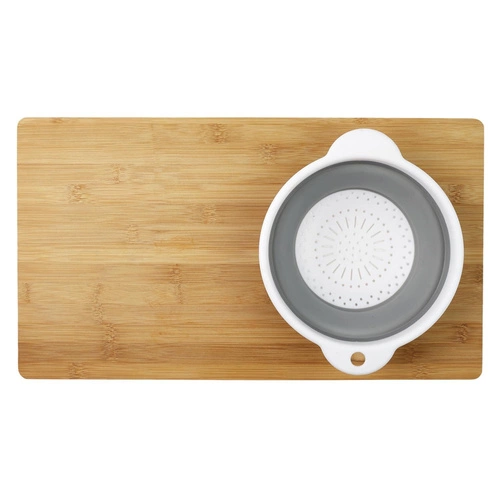 Intesi bambusowa deska do krojenia z sitkiem do warzyw i owoców nowoczesna 49,5x28 cm