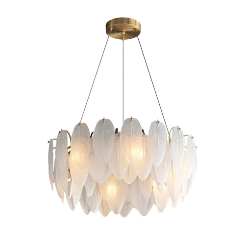 Lampa wisząca PIUMA biała szklana 60 cm do salonu i jadalni nowoczesna Step into Design