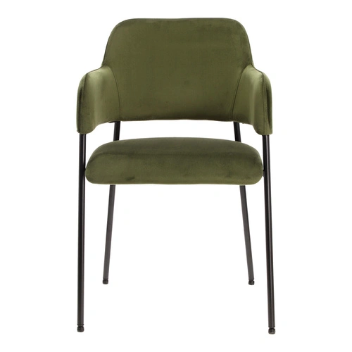 Krzesło Lima welurowe z podłokietnikami   zielone Outlet
