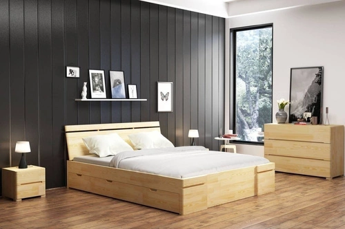 Łóżko drewniane Sparta Maxi 200x220 do sypialni z 4 szufladami personalizowane
