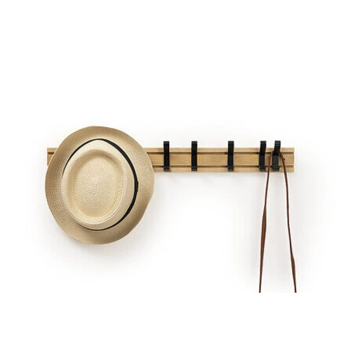 5five simply smart nowoczesny bambusowy wieszak ścienny do przedpokoju z przesuwanymi hakami 40 cm