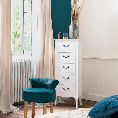 Wysoka komoda Chrysa z 5 szufladami       biała Outlet