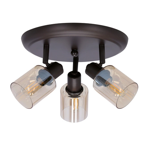 Lampa sufitowa Agra plafon brunatny 3x40W E14 klosz bursztynowy