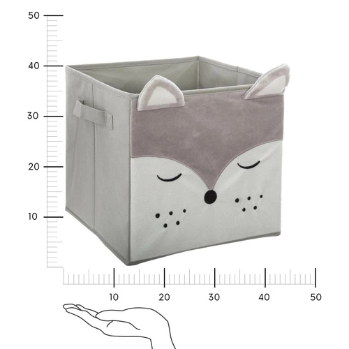 Pudełko do regału 30x30 Atmosphera Lis szary materiałowe do pokoju dziecięcego