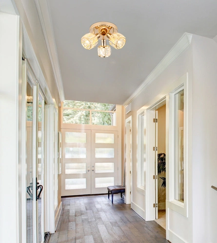 Plafon sufitowy Dubai nowoczesny glamour złoty kryształowy okrągły do salonu 36 cm