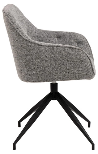 Krzesło tapicerowane Brooke obrotowe szare do jadalni i salonu nowoczesne z podłokietnikami