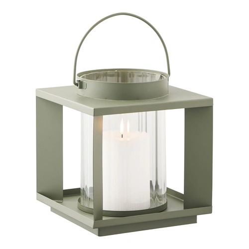 Lampion ogrodowy Lohals zielony szkło i metal dekoracyjny na taras i balkon