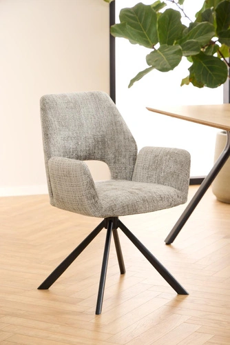 Krzesło Graham Actona szare tapicerowane obrotowe do jadalni z podłokietnikami