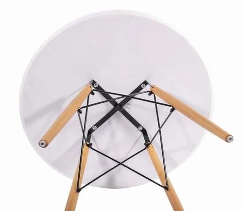 Stół okrągły do kuchni i jadalni Intesi DTW 100 cm biały blat drewniane nogi skandynawski