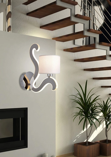 Kinkiet ścienny LED Ambrosia 1 chrom nowoczesny z abażurem do sypialni i salonu CANDELLUX