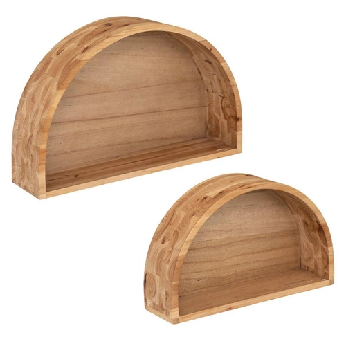 Zestaw 2 półek drewnianych Maude naturalny półka ścienna loftowa do salonu i pokoju