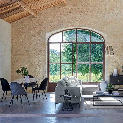 Krzesło tapicerowane Slano Atmosphera czarne nowoczesne do jadalni i salonu z oparciem