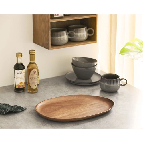 Taca drewniana owalna z akacji House Nordic do serwowania kawy 28x39 cm