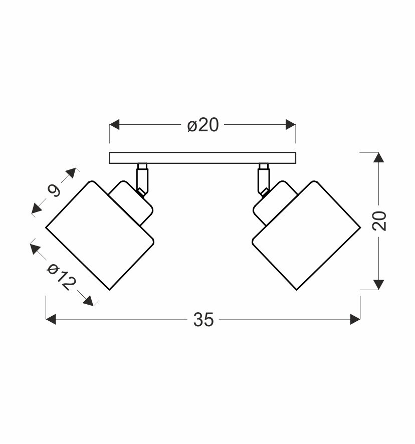 Lampa sufitowa Wama czarny 2x40W E27 klosz czarny+srebrny