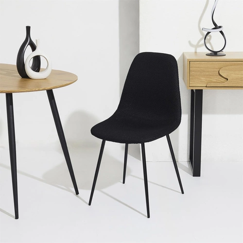 Krzesło tapicerowane Pori czarne Intesi nowoczesne do jadalni i kuchni na metalowych nogach