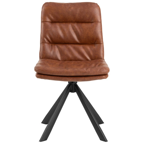 Krzesło tapicerowane obrotowe Dean Actona do jadalni brązowe ekoskóra loft na czarnych nogach