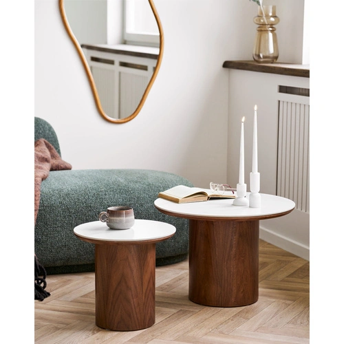 Stolik kawowy Noli okrągły 60 cm ceramiczny skandynawski do salonu