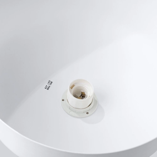 Lampa wisząca MARION biała skandynawska okrągła do salonu i jadalni drewno stal 130 cm